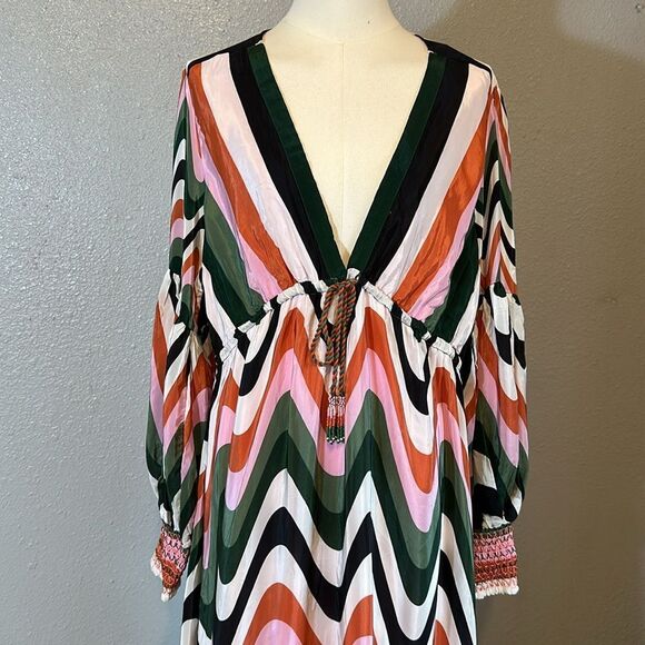 Farm Rio wave gradient Multicolor V-Neck Maxi Dress size XL - Picture 3 of 16